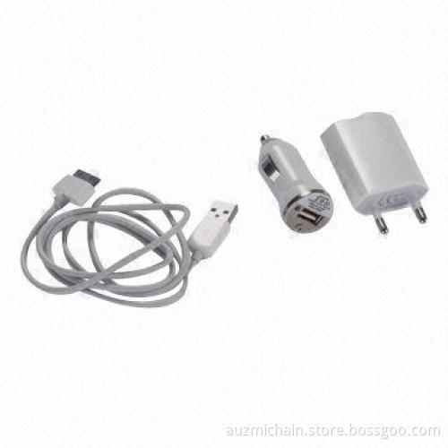 iPhone Fourth Generation 3 -in-1 Package Charger Travel Charger, Car Charger, Data Cable